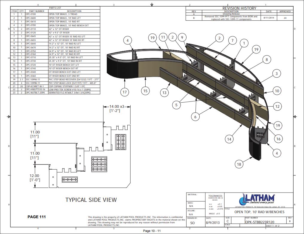 10' Radius Polymer Step w/ Double Bench